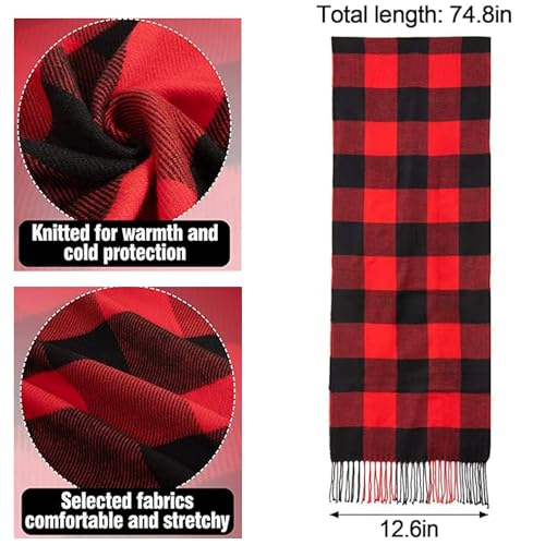 IZUS Women-Men Tartan-Red-Check Christmas-Scarf Winter-Soft-Warm Buffalo-Plaid Long-Scarves Scottish-Lattice-Wraps 72x12 in4