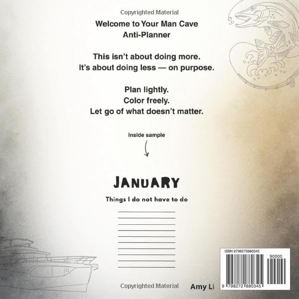 Man Cave 12-Month Planner & Coloring Book for Dudes. Relax, plan and color your goals: A funny organizer, goal setter, stress relief Coloring book for ... gift for Dads, Husbands and Boyfriends image 3