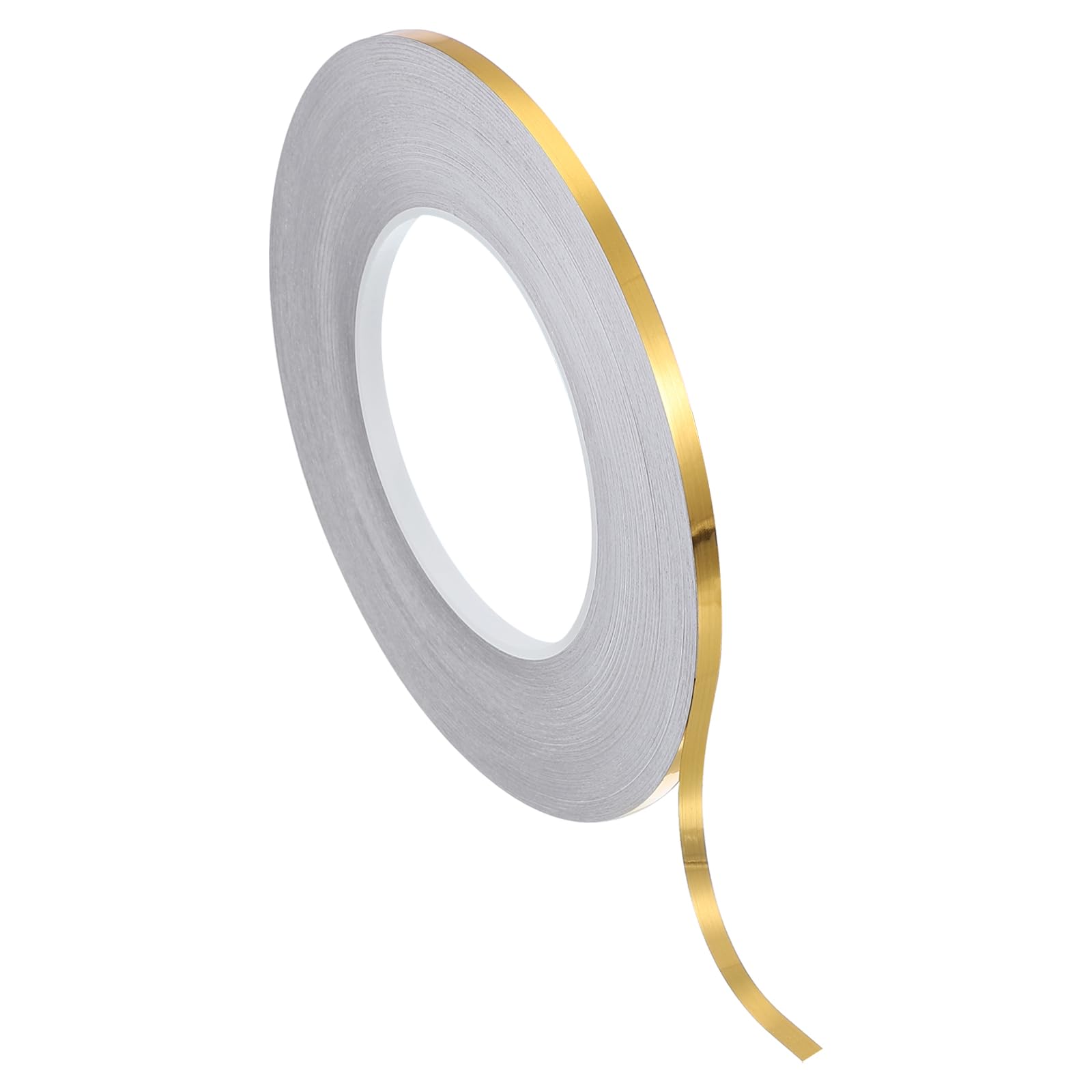 PATIKIL Metalized Polyester Film Tape 3/16 Inch x 55 Yards, Metallic Decor Tape Brushed Golden Adhesive Mirror Tape for Detailing Accent Wall Graphic