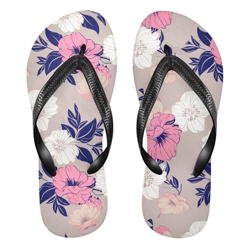 Burbuja Vintage Flowers Flip Flops for Women Men, Soft Thong Sandals Rubber Slippers for Pool Beach Essentials
