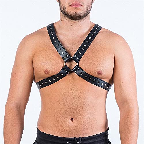 Image of Goobester Leather Chest Harness Men Adjustable Body Bondage Harness Belts