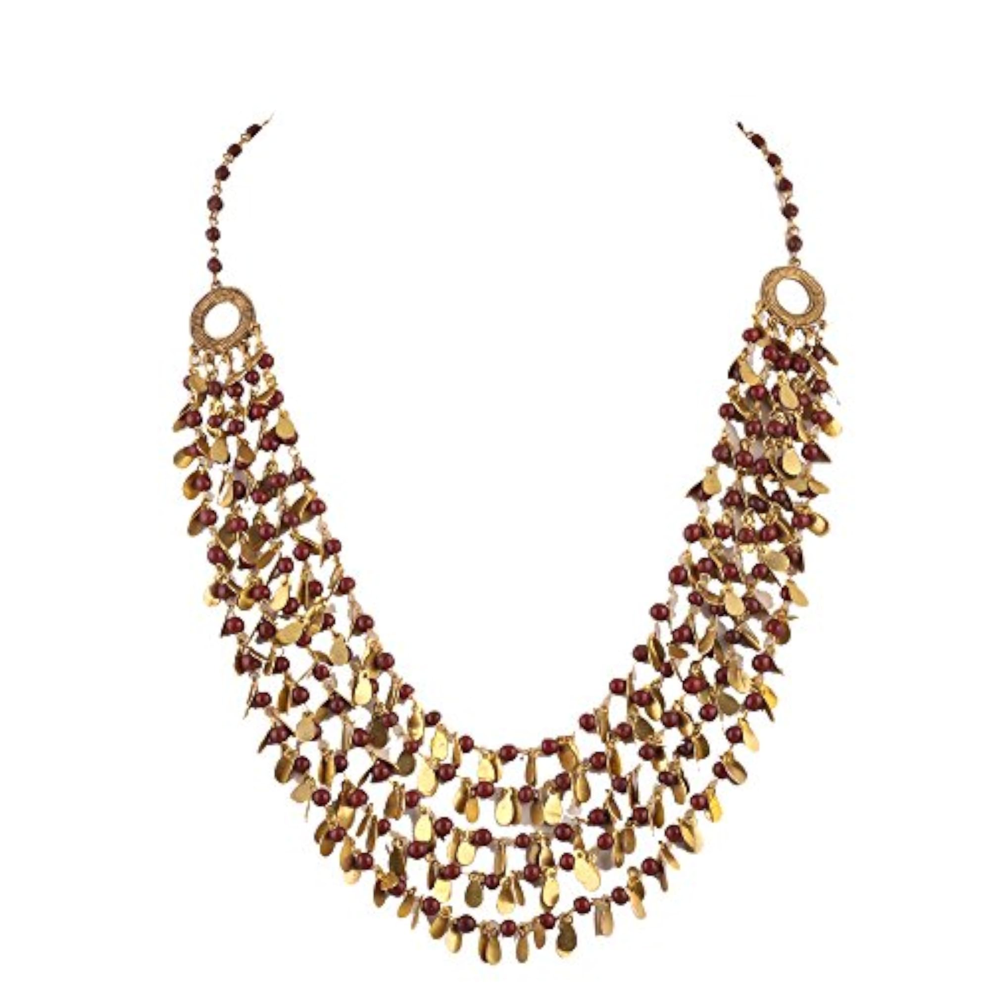 Women's Gold Antique Glass Necklace, Elegant Design