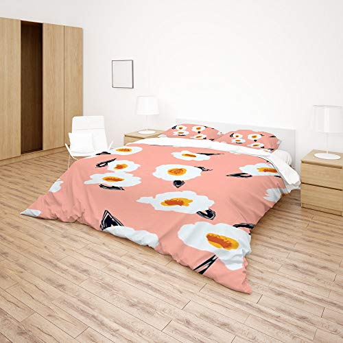 Housse de couette à motif floral avec fleurs lit King 3 pièces