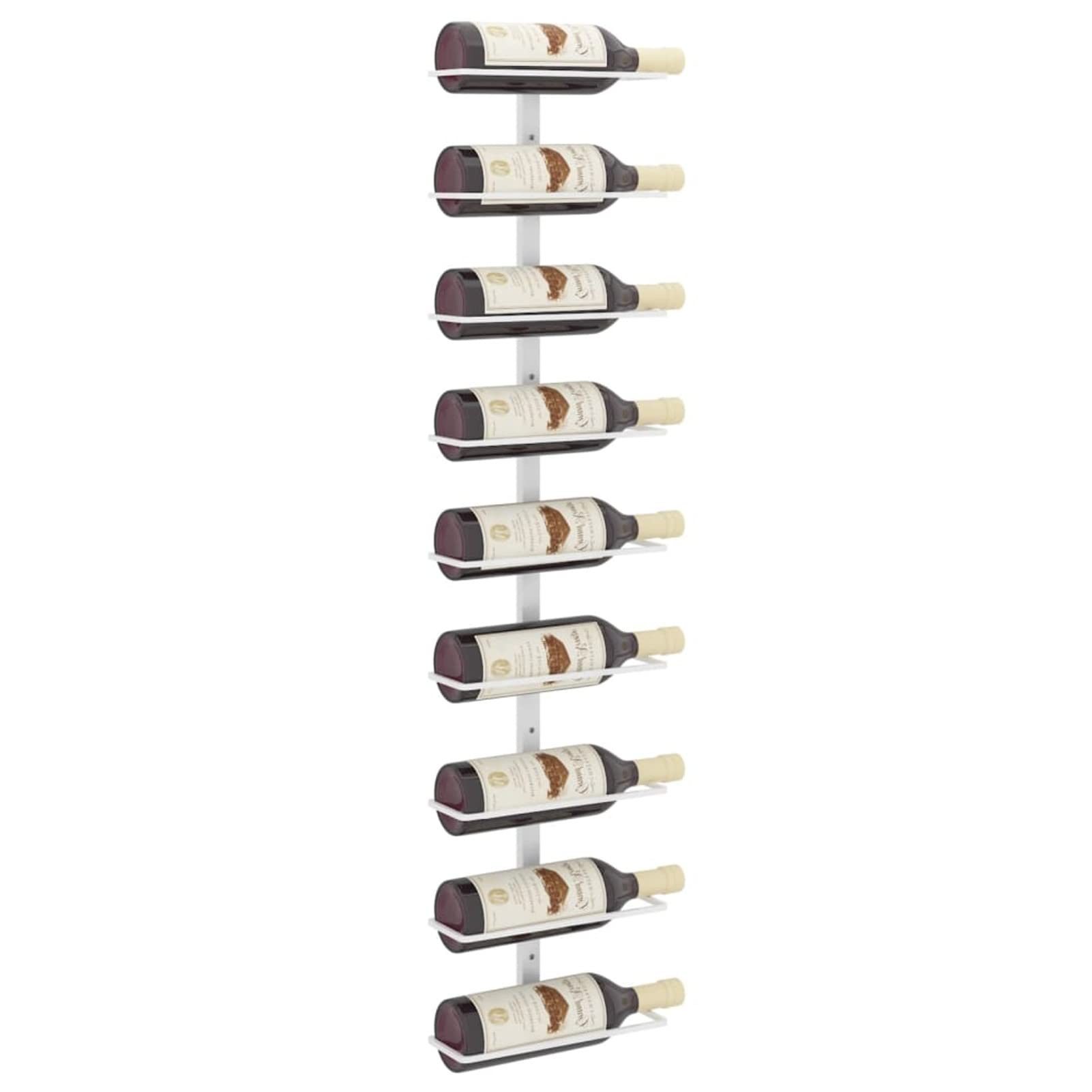 Gecheer Botellero para Vino de Pared metálico, diseño Original y Elegante Botellero de Pared para 9 Botellas Hierro Blanco