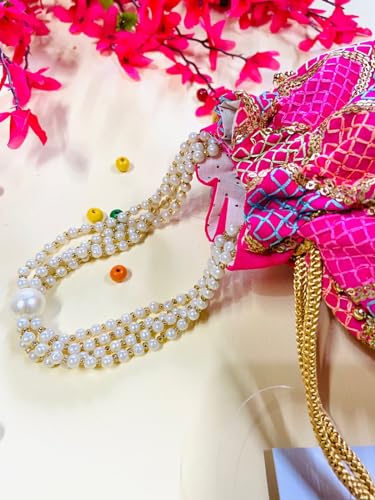 Image of BYRA Women Multi Color Thread Silk Potli Bag for Gift Purpose