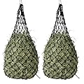 ADOEIAK 2-Pack Heavy Duty Hay Bags, Slow Feeder for Horses & Goats with 2-Inch Holes, Adjustable Drawstring Hay Net to Reduce Waste & Improve Digestion for Stall, Trailer, Pasture