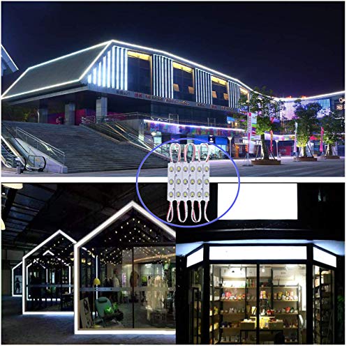 Image of LED Module Windows Lights - 3000K White, 100pcs, 49.8 Ft, 5730 SMD, 150LM Per Module, IP65 Waterproof for Advertising Signs With Tape Adhesive Backside (No Power Supply)