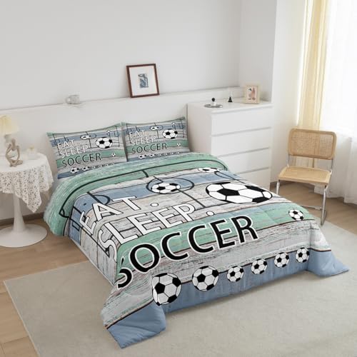 Image of Feelyou Soccer Comforter Set Football Bedding Twin for Kids Teens