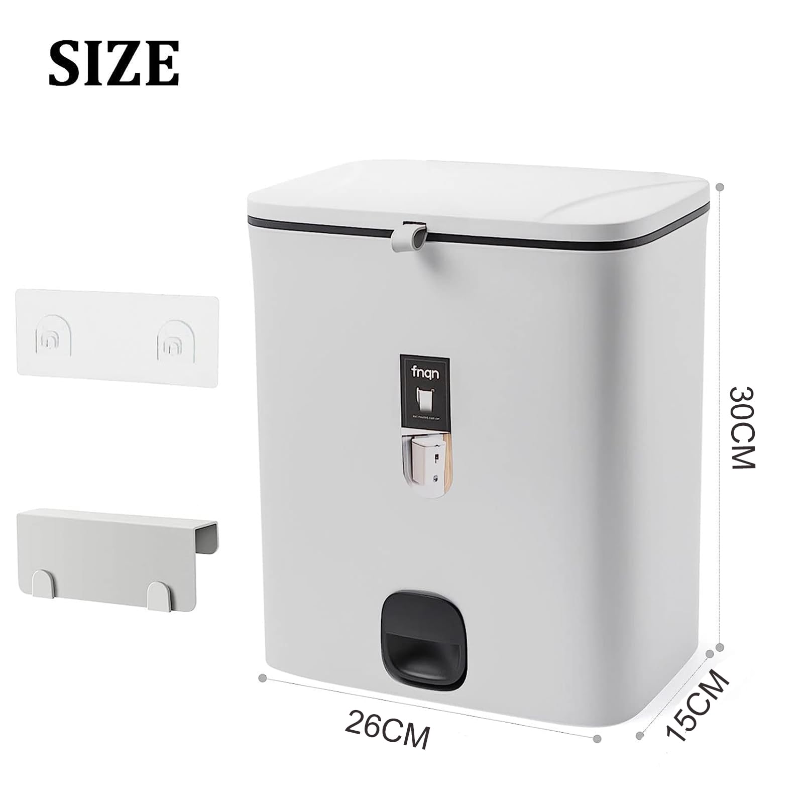 Hängende Mülleimer Mit Deckel, 7-Liter An Der Wand Montierte Mülleimer Küche Kompost Bin, Schrank Tür Kunststoff Mülleimer Abfalleimer Für Schranktür, Badezimmer, Schlafzimmer, Büros,Weiß,10L