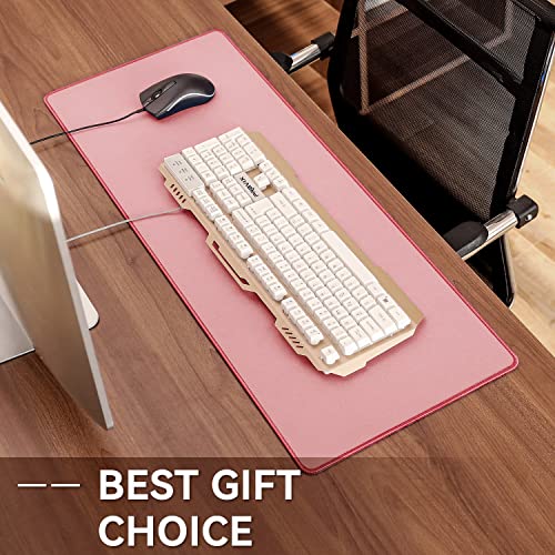 Aloanes Waterproof Large Gaming Mouse Pad With Durable Stitched Edges，Non-Slip Rubber Base, Mouse Mat Desk Pad For Home Office Gaming, 27.5"*11.8"*0.08"In, Darker Rose #TOP1