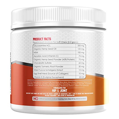 PREMIUM CARE Glucosamine for Dogs with Organic Hemp - Advanced Hemp Hip & Joint Supplement for Dogs - Supports Healthy Joint Function and Helps with Pain Relief - 120 Count Made in USA - Thumbnail 7