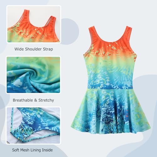Image of Aisyee Girls One Piece Swimsuits Swim Dress for Girls Skirted Bathing Suit Hawaiian Skirt Swimwear 3-16 Years