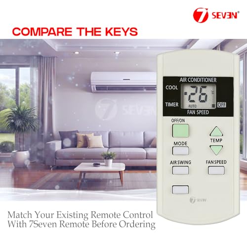 Image of 7SEVEN Compatible with Panasonic Air Conditioner Remote Control Model 44B Suitable for Split and Window 1 1.5 2 Ton Air Conditioner - Match Each Keys Exactly to Replicate Genuine Remote Function