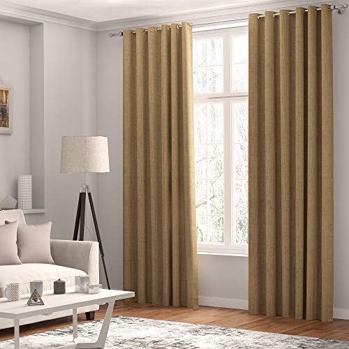 Curtains Faux Linen, Thermal Insulated, 3 Pass 100 % Blackout Eyelet Curtains, (2 Panels) Window Curtains/Panels/Drapes