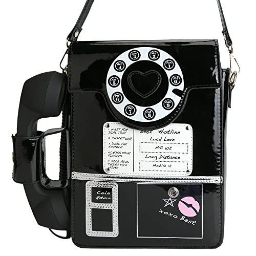 Image of QiMing Retro dial telephone Crossbody Shoulder Bag,Pu Movable microphone Purse for Women