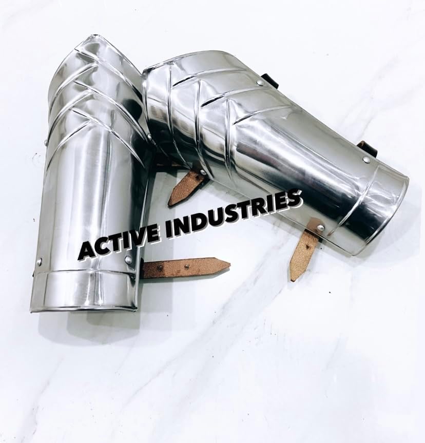 New Medieval Arm Guard Cosplay Metal Sleeve Silver Finish Bracers Handmade Fully Functional Hand Armour Set Wearable For Adult