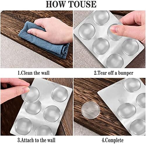 Door Stopper, Wall Protector Silencer Silicone Wall Protectors Self Adhesive Door Handle Knob Bumper Guard Stopper Rubber Door Stops, Clear Rubber Door Knob (White 6 pcs)