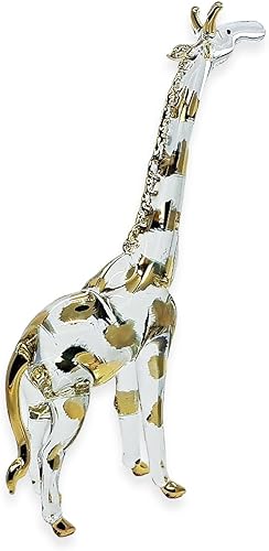 Miniatura 33 de WitnyStore Pequeña figura de jirafa marrón de 3 pulgadas con aspecto de pie – Miniatura soplada a mano pintada jirafas de vidrio pintado a mano
