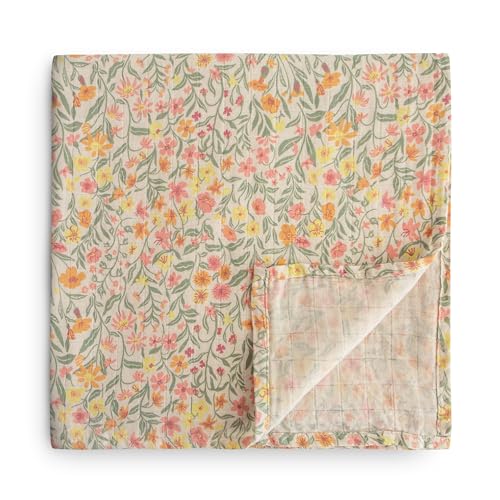 Image of mushie Muslin Baby Swaddle Blanket | 100% Organic Cotton (Pastel Blooms)