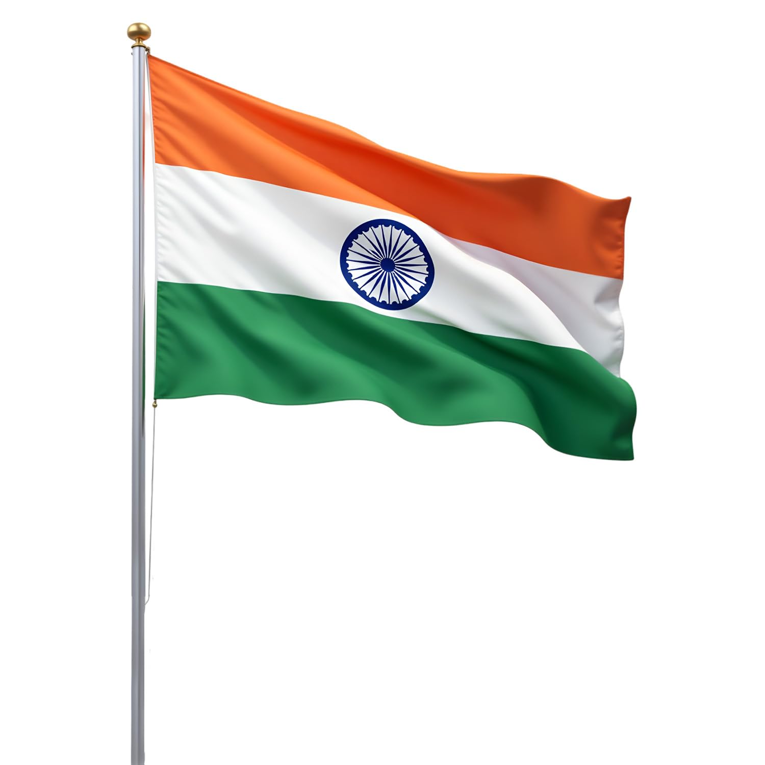 Indian National Flag TIRANGA (Size-3 Feets X 4.5 Feets) Satin Fabric-image-24