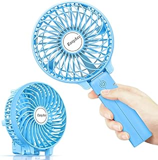 EasyAcc Handheld Electric USB Fans Mini Portable Outdoor Fan with Rechargeable Battery Foldable Handle Desktop for Home and Travel - Blue