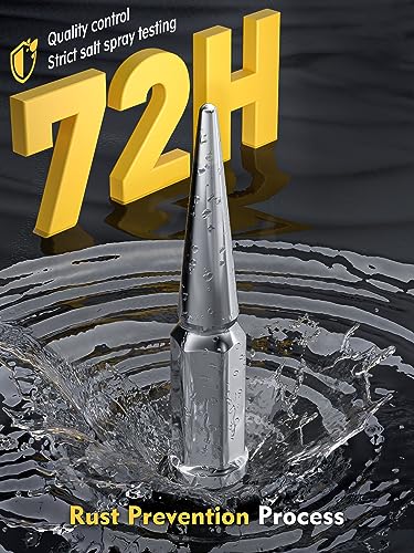 Image of MIKKUPPA M14x1.5 32PCS Spike Lug Nuts, Replacement for Chevy Silverado Suburban GMC Sierra Yukon Ford F250 F350 RAM 2500 3500 Aftermarket Wheel, Chrome 4.4 inch Tall Acorn Tire Nuts with Socket Key