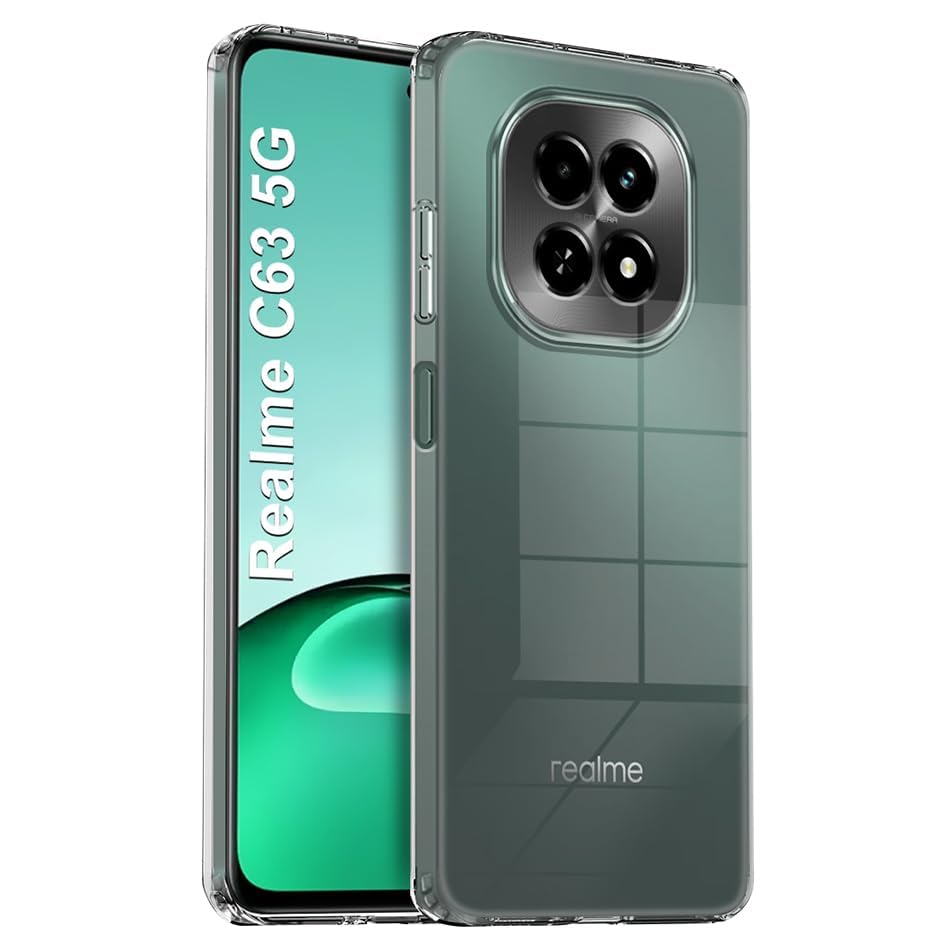 Image of COVERBLACK Soft Rubber Silicon Clear Back Cover Compatible Model for Realme Narzo C63 5G - Transparent