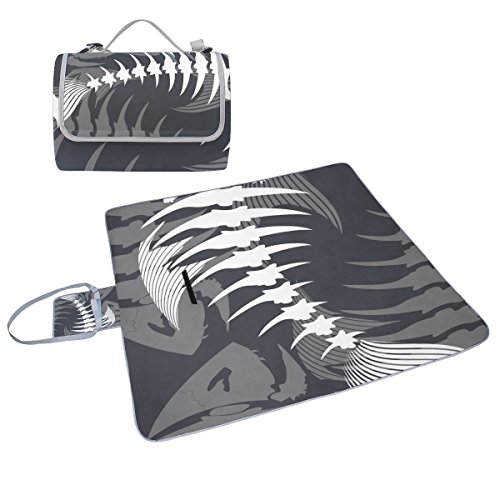 Preisvergleich Produktbild COOSUN Weihnachten Fisch Knochen Picknick Decke Tote Handlich Matte Mehltau resistent und wasserfest Camping Matte für Picknicks, Strände, Wandern, Reisen, Rving und Ausflüge