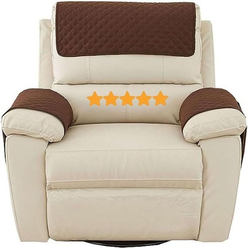 Sofa Armrest Cover Headrest Cover Recliner Chair Arm Cover Sofa Headrest Slipcovers Nonslip Waterproof Armchair Cover for Recliner Leather Sofa Couch Protector Modern ( Color : Dark Curry , Size : 1 S