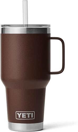 Miniatura 155 de YETI Rambler - Vaso de viaje con asa y tapa con popote, 35 onzas, vaso de agua de viaje, con asa, acero inoxidable, color blanco