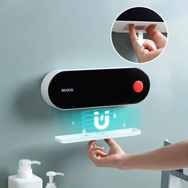 FYCAN Wall-Mounted Soap Dish with Lid Drain Soap Multifunction Bathroom Soap Holder Home Drainable Storage Box Storage Shelf Bathroom Accessories Shampoo Toiletries, Kitchen Bathroom Bedroom_1 4
