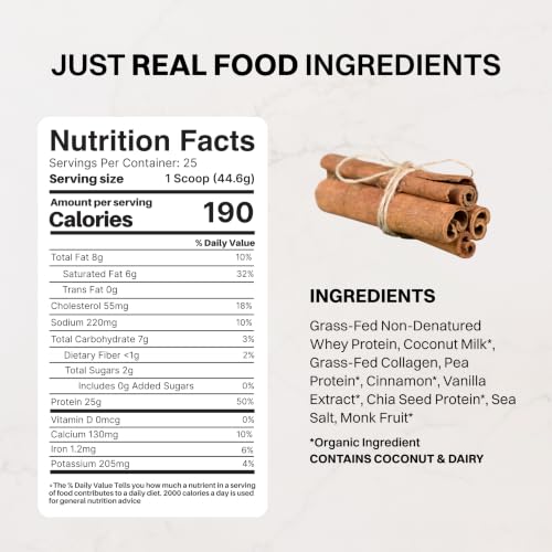 Image of JUST INGREDIENTS Snickerdoodle Protein Powder NSF- Caffeine Free - 25 Servings, 39.3 oz