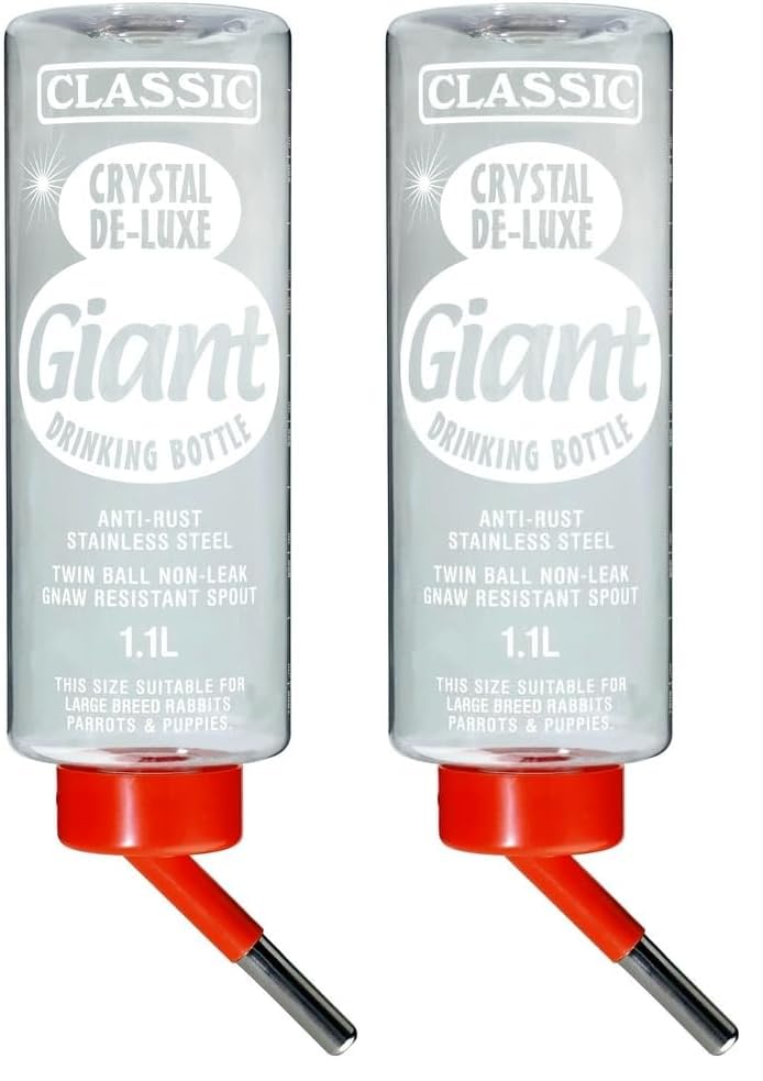 Classic Crystal Deluxe 'Giant' - Small Animal Drinking Bottle 1100ml (Lot de 2)