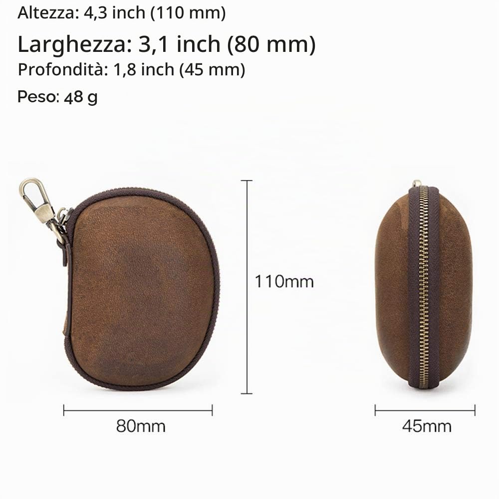 Contacts Custodia protettiva in vera pelle per occhiali da sole, astuccio da viaggio d'affari per uomini e donne, stile vintage (caffè)