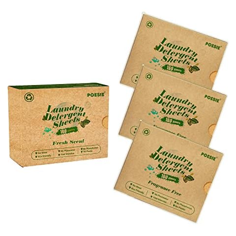 Poesie Laundry Detergent Sheet 640 Sheets Set Eco-Friendly Liquidless Washing Sheets for Home Dorm Travel Camping Soap Sheets Green for Planet Cover