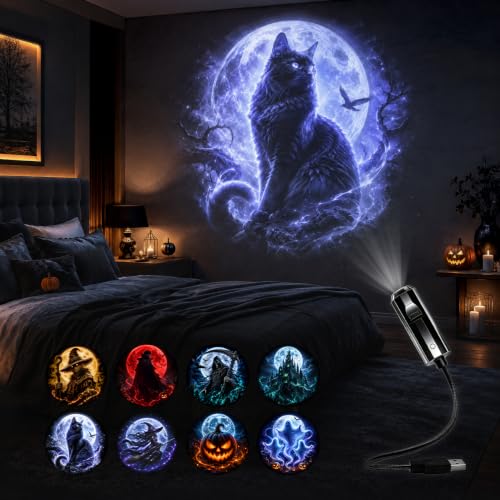 Halloween-themed projectors and ceiling lights create a festive atmosphere | Eight interchangeable...