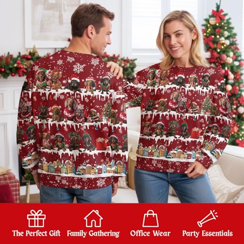 Dachshunds and Snowy Village All-Over Christmas Sweatshirt - Image 5