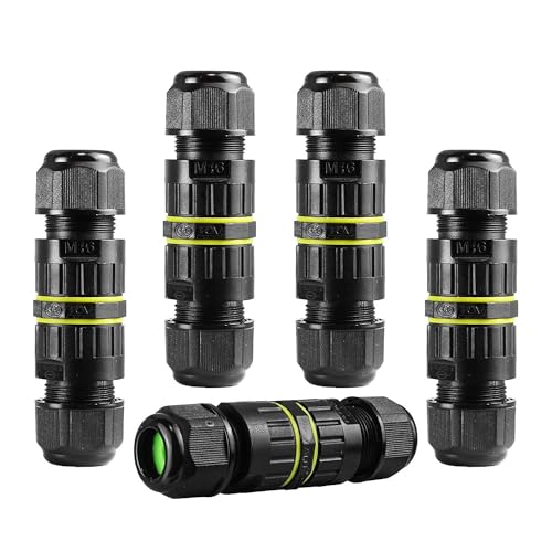 Sctecoau 5 Piezas IP68 Resistente al Agua 2 VíAs 3 NúCleos Caja de Conexiones Conector de Cable EléCtrico M16 Rango de Cable (3,5-10 Mm), para ReparacióN en Exteriores