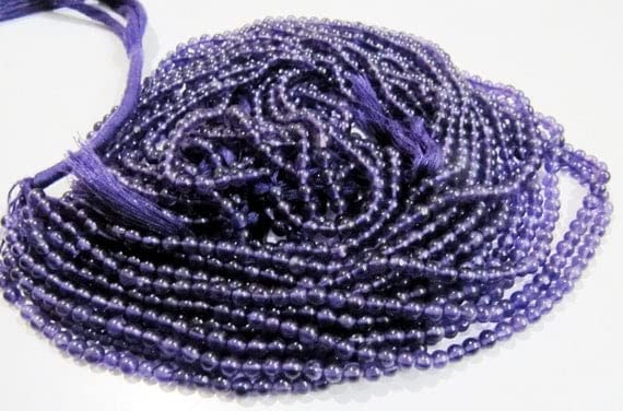Améthyste naturelle ronde perles 4mm en rang de 13 pouces pour création bijoux