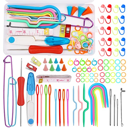 Wamkon Maschenmarkierer Maschenmarkierer Stricken Häkeln Strickzubehör Stricken Zubehör Kit Stricken Werkzeuge Set Kunststoff Strickmarkers Set mit Maschenhalter Stricke Nadlen