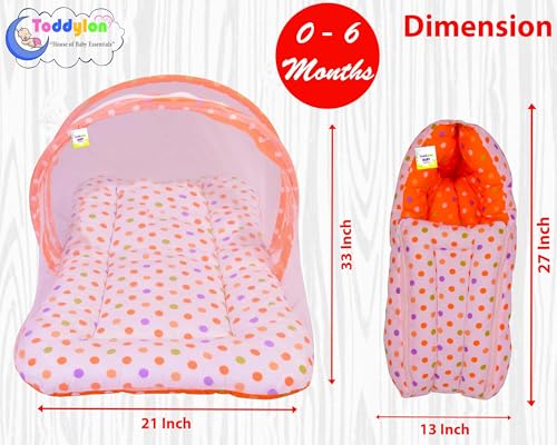 Image of Toddylon Baby Bedding Set New Born Baby Bed | Mattress | Mosquito Net | Carry Bag | Essentials | Carry Bag | Cotton Combo | Infant beds | Products (0-6 Months) (2PCS Set)