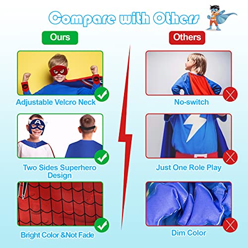 Canshow Superhero Capes For Kids Dress Up Costumes Felt Mask With Bracelet Halloween Cosplay #TOP4