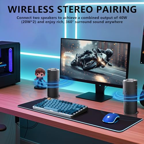 Image of BYANDBY Bluetooth Speaker with IPX5 Waterproof 2 Portable, Long Playtime, Wireless Stereo Pairing, 12W Stereo Sound, BT 5.3, Bassup, Electronics for Home, Shower, Outdoors, Travel(Black)