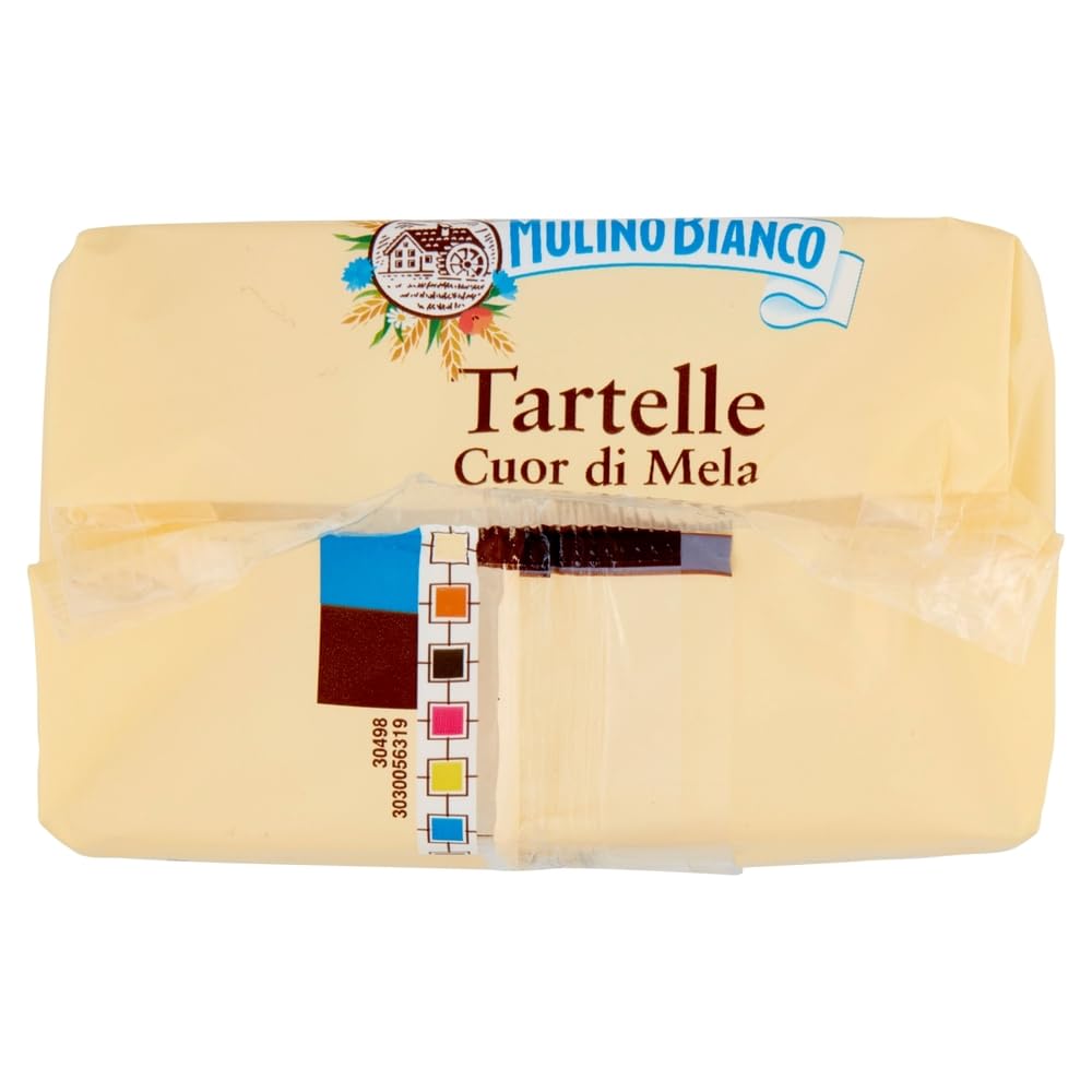 4x Mulino Bianco Tartelle Cuor di Mela - Törtchen, Mürbeteig mit 100% Italienischen Äpfeln - Kuchen Süßer Snack 288g (Jede Packung enthält 6 Snack) + Beni Culinari Kostenloser Schlüsselanhänger