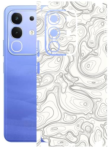 Image of AtOdds Mobile Skin Sticker Wrap | Compatible for VIVO IQOO Z10X (5G) | Scratchproof Matte Finish | Full Coverage for All Sides & Camera Protection (White-Terrain)