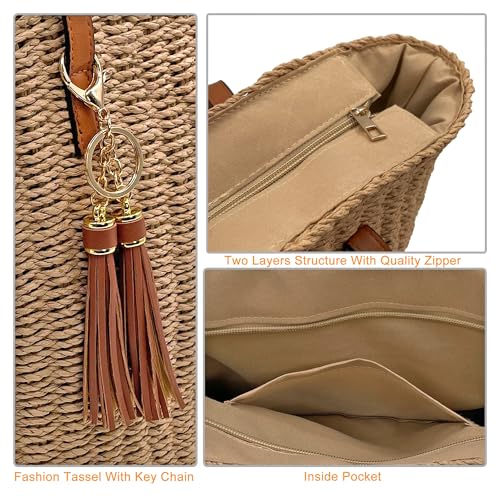 Bolso Tote de Paja para Mujer con Flecos miniatura 6