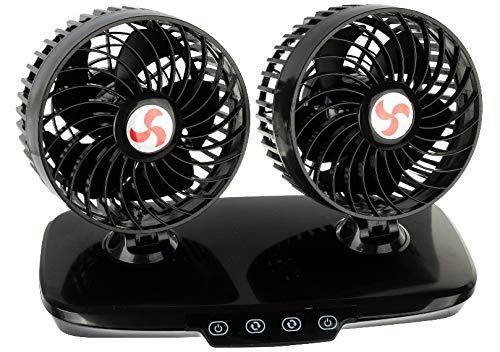 Wehmann Doppelventilator Ventilator Dual 12V mit Touchsensor 360° verstellbar mit 3-Fach Geschwindigkeitsverstellung und Leuchtanzeige