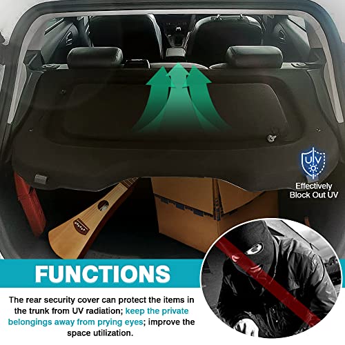 Image of Powerty Cargo Cover for 2012-2017 2018 Ford Focus Accessories Trunk Cover Retractable Trunk Shielding Shade Cargo Luggage Cover Black
