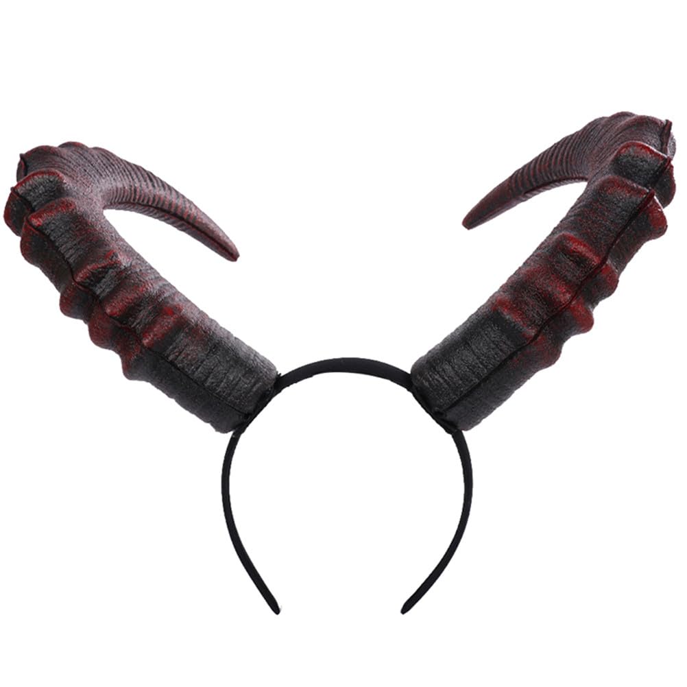Homoyoyo Devil Horns Headband, Halloween Black Devil Gothic Sheep Headband Large Horn Hairband Cosplay Accessory, Masquerade Party Prop Halloween Costume Cosplay