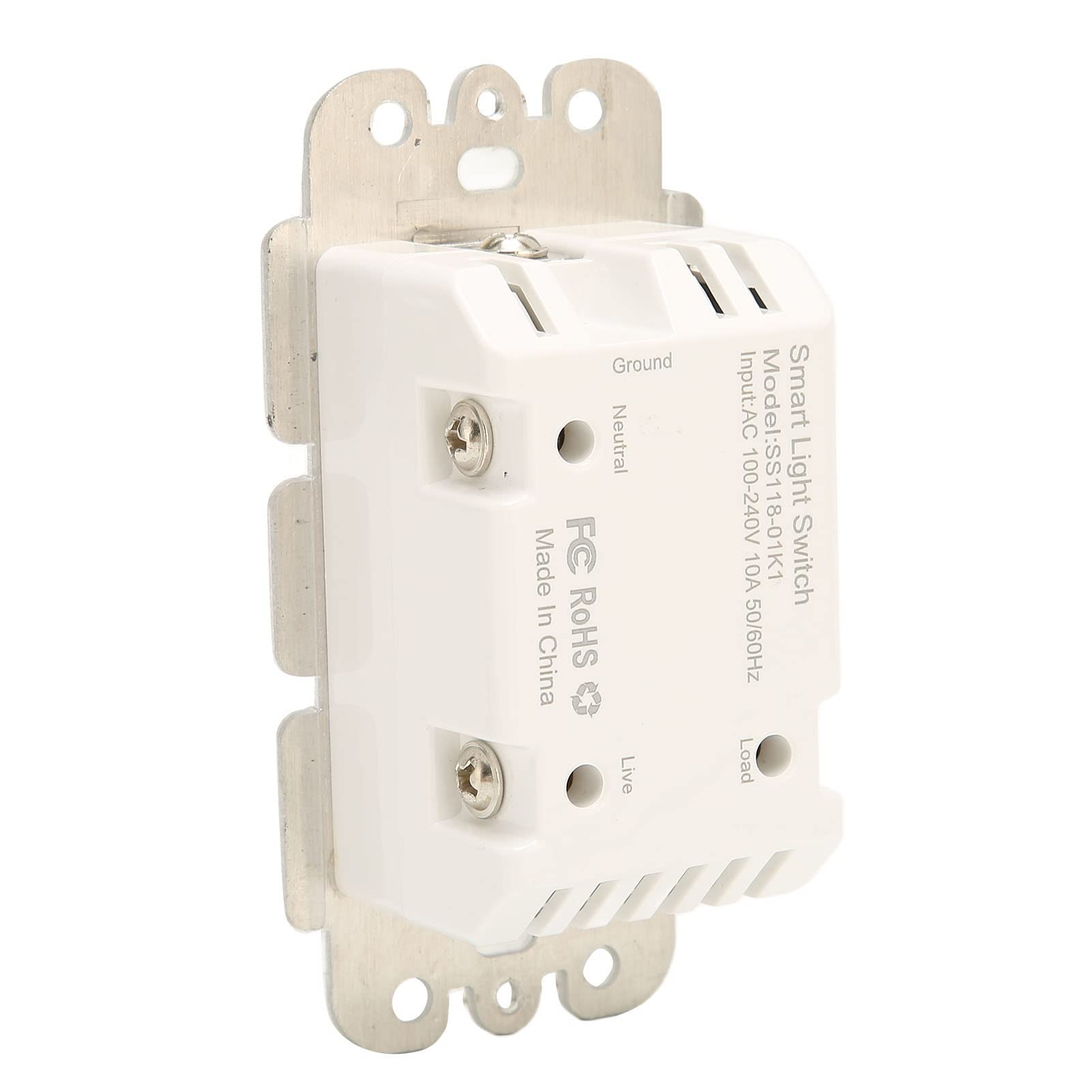 Interruptor de Luz Inteligente Remoto WiFi de 2 Bandas para Control de Voz en la Pared Kit Inalámbrico para Hogar Inteligente, ABS Blanco 2 Piezas